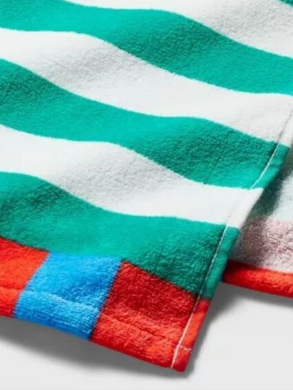 SUN SQUAD Striped Large Beach Towel 62"X32" Oversized Velour Cotton